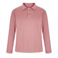 thumbnail image 6 of Iugvhana Men's Turndown Collar Shirt Tops Pullover Button Up Long Sleeve Polo Shirts Casual Comfy Fall Clothes Pink XL, 6 of 6