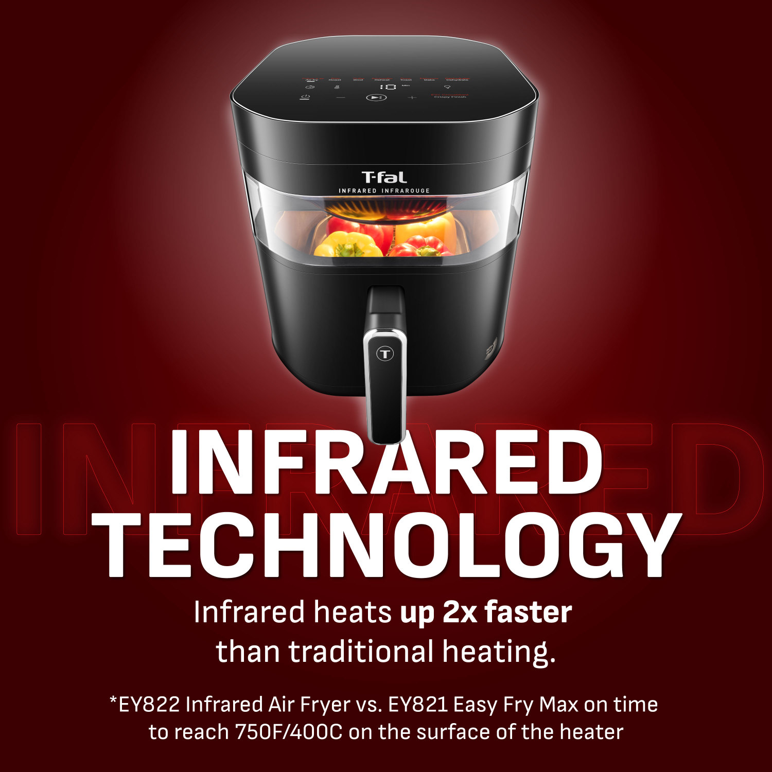 T-fal Infrared Air Fryer 2.0, 7L Dual Heating Air Fryer, 1800W, Black