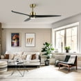 thumbnail image 2 of LEDET 60in. 3-Soild Wood Blades Black and Gold Indoor LED Ceiling Fan with Remote, 2 of 8