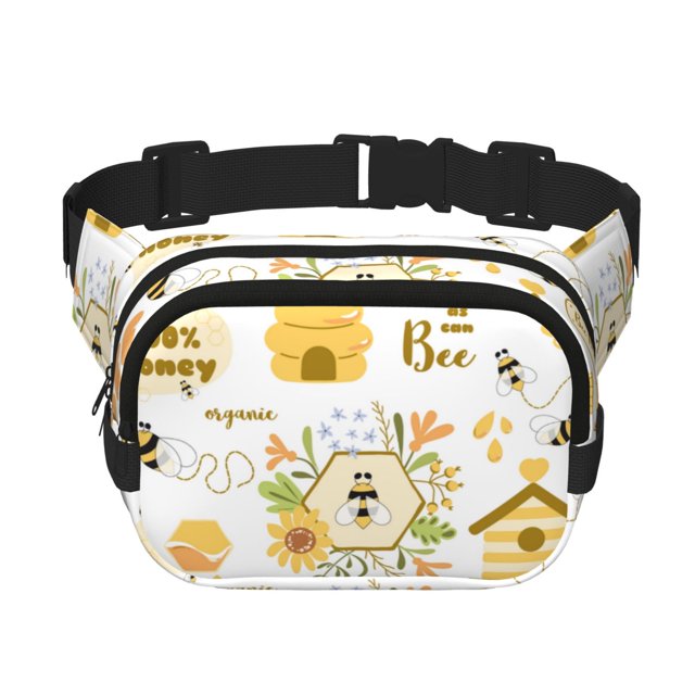 Balery Farm Bee Cute Honey Mochila Cinturón para Mujeres y Hombres, Bolsa de Cintura Impermeable de Doble Capa con Correa