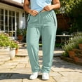 thumbnail image 7 of Cagogo Women Plus Size Straight Elastic Waist Trousers with Pockets Casual Loose Long Pants Party Work Daily Lounge Bottoms, Green 4XL, 7 of 7