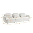 thumbnail image 2 of 3 Seat Teddy Fabric Lazy Sofa with Removable Backrest , Sponge Couch with Armrests for Living Room, Bedroom, White, 2 of 7