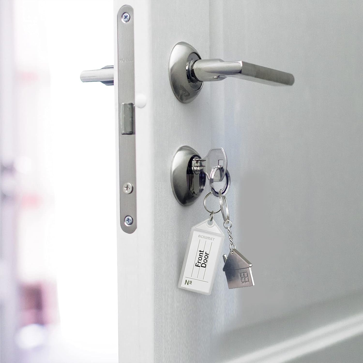 Acrimet Plastic Key Tag with Metal Ring and Label Window (Crystal Color) (60 Pack)