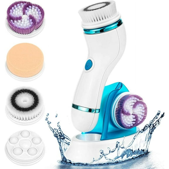 4 in 1 Facial Cleansing Brush. IPX65 Waterproof Electric Cleansing Brush for Deep Cleaning Exfoliation Blackhead Removal