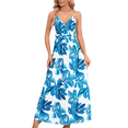 thumbnail image 3 of Vestido de Verano 2025 para Mujer, con Estampado Floral, Lazo Frontal, Tirantes Finos, Informal, Bohemio, , Fluido, Azul , Talla S, 3 of 6