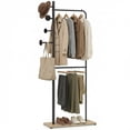 thumbnail image 1 of Gymax Double Rods Clothes Hanging Rack Freestanding Clothes Organizer Garment Rack, 1 of 10