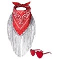 thumbnail image 1 of Bandana con flecos y piedras de strass JIANGLAI con gafas de sol en forma de corazón roja, 1 of 8