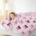 thumbnail image 3 of Manfei Cute Bowknot King Size Comforter Sets,Kawaii Bowtie Bow Bedding Comforter Set,Pink Black Gray Bedding Set For Girl,Breathable Home Decor Reversible,3 Pieces, 3 of 7