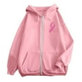 thumbnail image 4 of Women's Zip Up Hoodie With Pockets Breast Cancer Awareness Pullover Long Sleeve Drawstring Casual Athletic Sweatshirt, 4 of 6