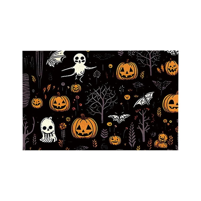 Juego de 4 manteles individuales para mesa de Halloween, diseño de fantasmas, gatos y otoño
