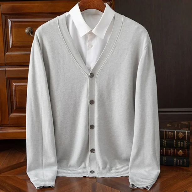 Men Classic Solid Color Knitted V neck Cardigan Warm Baggy Sweater High End Coat WUJIAHONG Walmart en linea