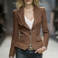 thumbnail image 2 of Blazers para las Mujeres Negocios Casual Manga Larga Solapa Cremallera Slim Fit Blazer de Trabajo, Chaqueta de Oficina Blazers de Negocios de las Mujeres, 2 of 7