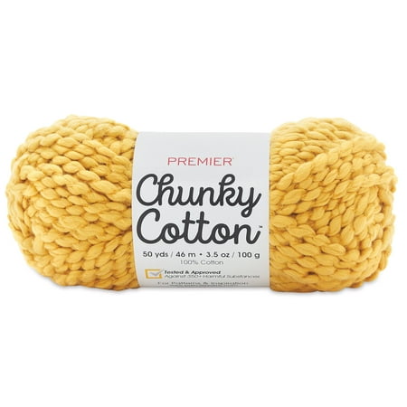 UPC: 0840166821039 | Premier Yarn Chunky Cotton Yarn – Mustard  50 yards