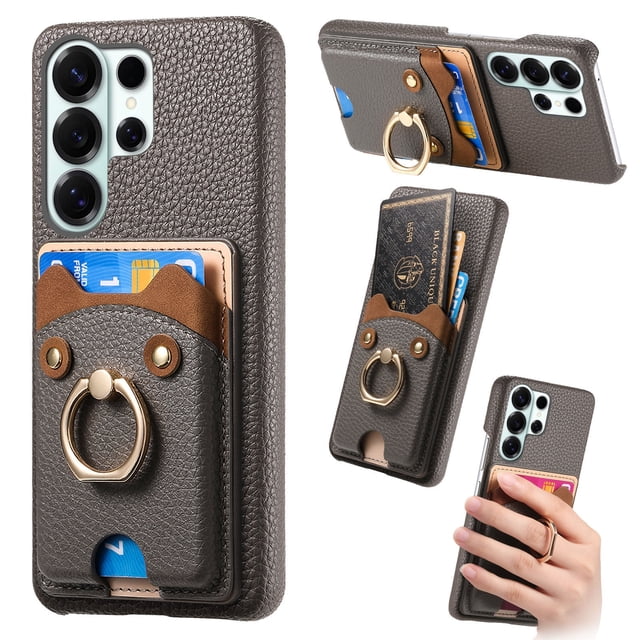 Funda FOXDOCK para Samsung Galaxy S26 Ultra billetera, soporte ajustable y diseño seguro-gris plateado