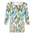thumbnail image 4 of VBTAPA Womens 3/4 Sleeve Tops Dressy Casual Crew Neck T Shirts Trendy Cute Floral Print Blouses Work Blouse Tees Lightning Sales Multicolor S, 4 of 6