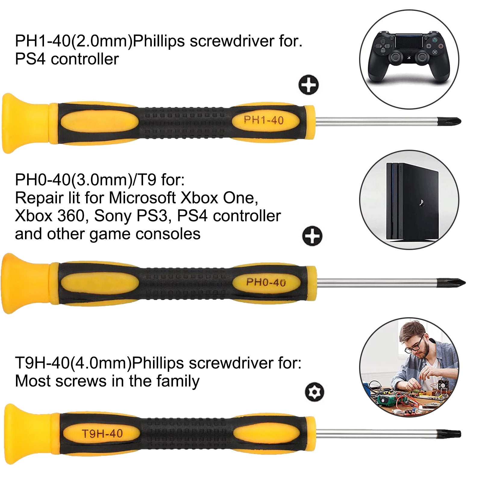 TSV Screwdriver Repair Cleaning Tool Kit Sony PlayStation 4, Security Screwdriver T9 (TR9) PH0 PH1 Fit for Microsoft Xbox One/Xbox 360, Sony PS3/PS4 Controller/Console - Walmart.com
