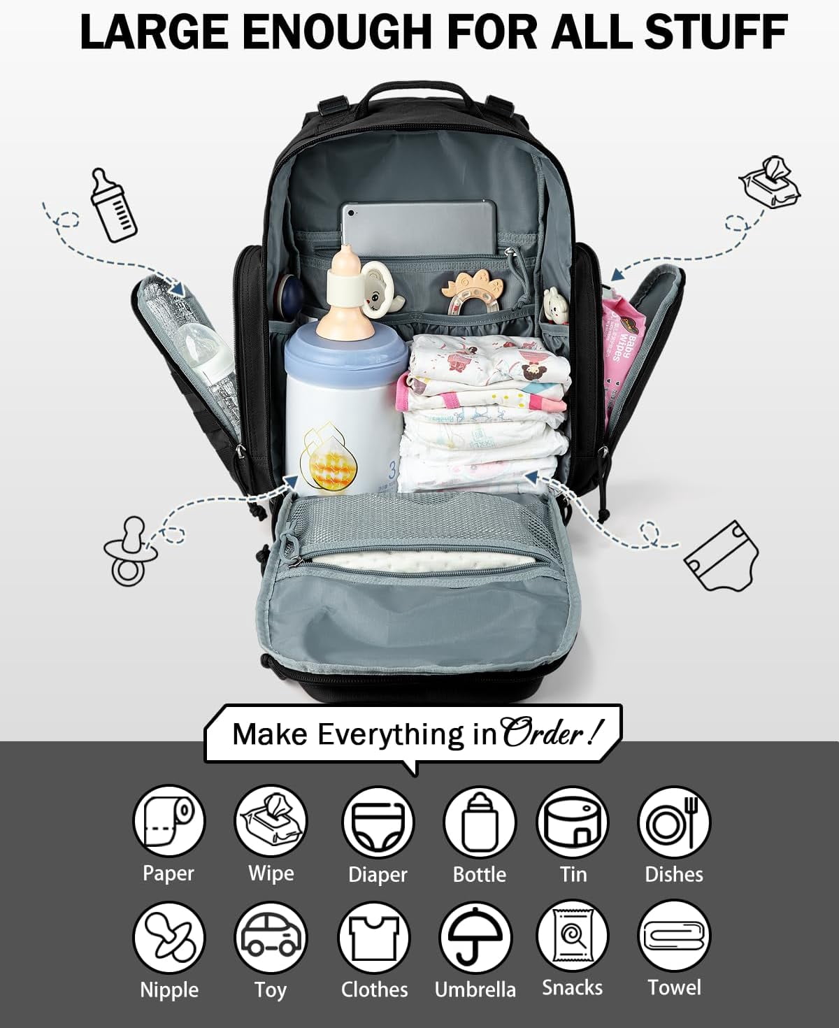 Miracol Diaper Bag Tactical for Dad: 40L Rugged Military-Style Dad Baby Backpack with 16+ Pockets - Water-Resistant 900D Fabric & MOLLE for Organized Travel Gear