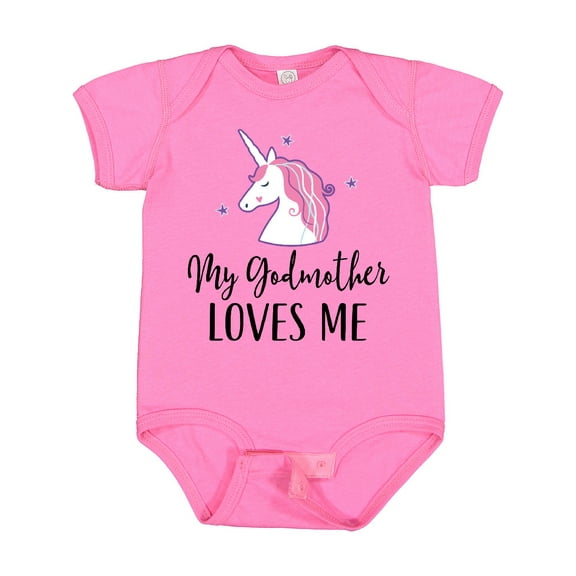 Inktastic My Godmother Loves Me Unicorn Girls Baby Bodysuit