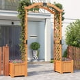 thumbnail image 4 of Gymax Wooden Garden Arbor w/ 2 Planter Boxes Drainage 6 FT Solid Wood Arbour Trellis Yellow, 4 of 10