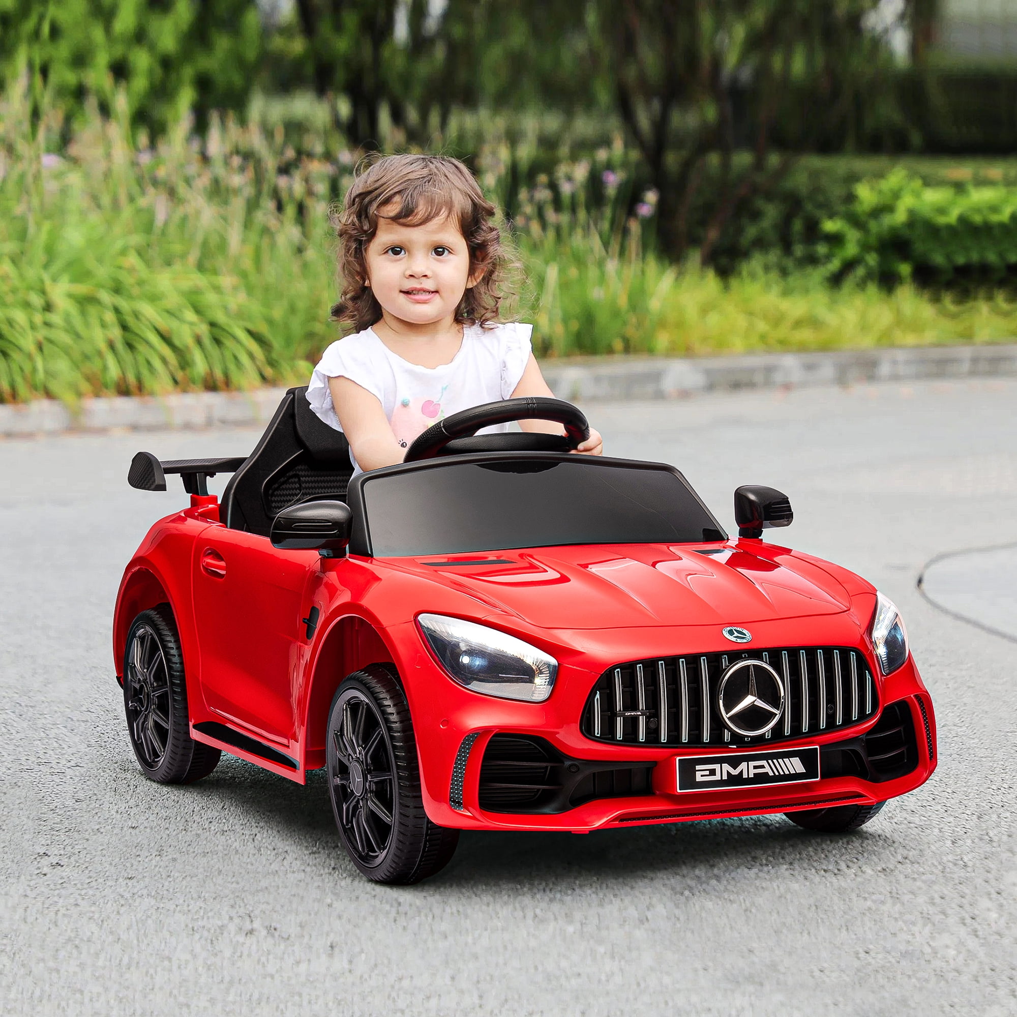 Kepooman 12V 4.5Ah Kids Police Ride On Car with 2.4G Remote Control Mercedes-Benz Sports Car, Electric Toy for Kids, Red