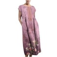 thumbnail image 2 of Lolmot Maxi Dress for Women Shirt Dress Retro Print Cotton Linen Plus Size O-Neck Sleeveless Pockets Kaftan Baggy Long Casual Vest Dresses, 2 of 5