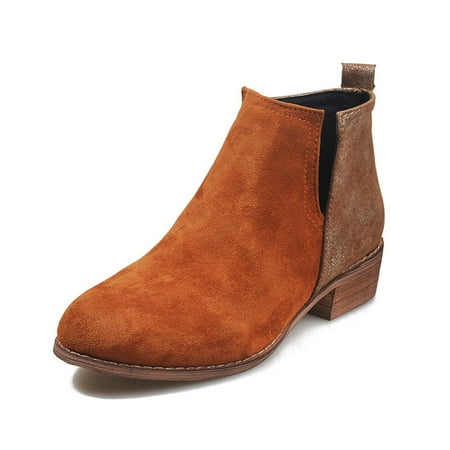 

Women Suede Ankle Boots Chelsea Casual Boots Mid Block Low Heel Ankle Boots