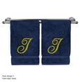 thumbnail image 3 of Monogrammed Hand Towel, Personalized Gift, 16 x 30 Inches - Set of 2 - Gold Embroidered Towel - Extra Absorbent 100% Turkish Cotton - Soft Terry Finish - for Bathroom, Kitchen and Spa - Script I Navy, 3 of 3