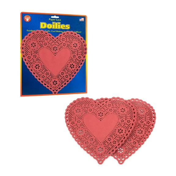 Hygloss Products Heart Paper Doilies ‚Äì 8 Inch Red Lace Doily for Decorations, Crafts, Parties, 36 Pack