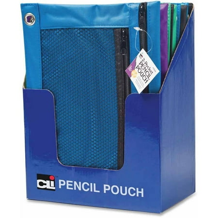 Charles Leonard Inc 2 Pocket Pencil Pouch 24/CT Assorted 76350ST
