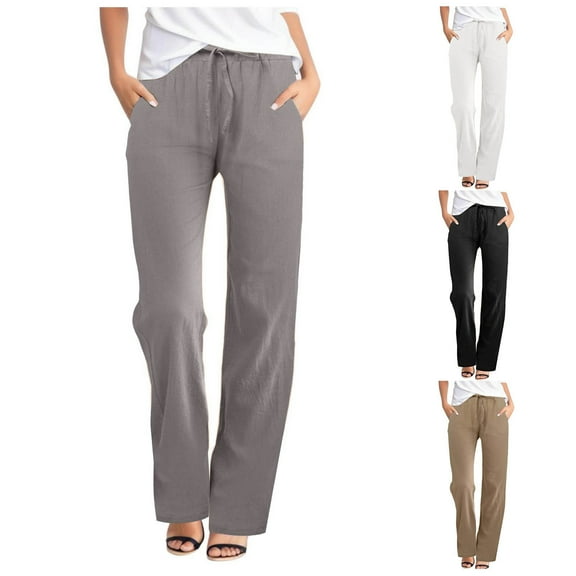 Plus Size Pants Curvy Women Plus Size High Waist Summer Solid Color Loose Fit Dress Pants Women's Casual Pants Black L