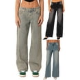 thumbnail image 3 of Michellecmm  Women’s Wide Leg Washed Jeans Fashion Low Rise Baggy Denim Pants, 3 of 8