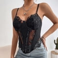 thumbnail image 2 of Camisola de encaje con ajuste de correa para el hombro, camisola sin mangas suave y cómoda para mujer para fiestas, compras, viajes, negro L, 2 of 8