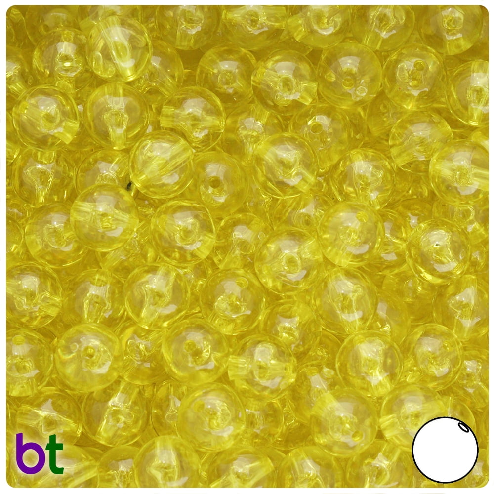 BeadTin Yellow Transparent 10mm Round Craft Beads (150pcs)
