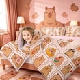 thumbnail image 4 of meiyoeat meiyoeat Personalized Capybara Monogram 7-Piece Twin Bedding,Initial Letter Print A Bedding Comforter Set,Pink Reversible, 4 of 7