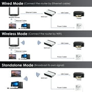 WAVLINK USB WiFi Wireless Print Server with 10/100Mbps LAN/Bridge, 480Mbps USB2.0, Support Wired/Wireless/Standalone Modes All RAW-supported Printers