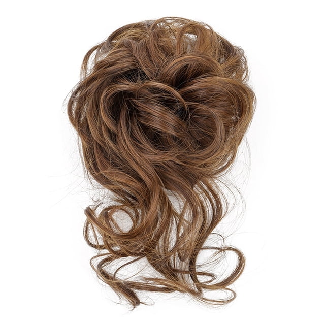 Chignon en Désordre Pièce de Cheveux Chignon Ébouriffé Extension de Cheveux Bande Élastique Chignon Bouclé Queue de Cheval pour Femmes