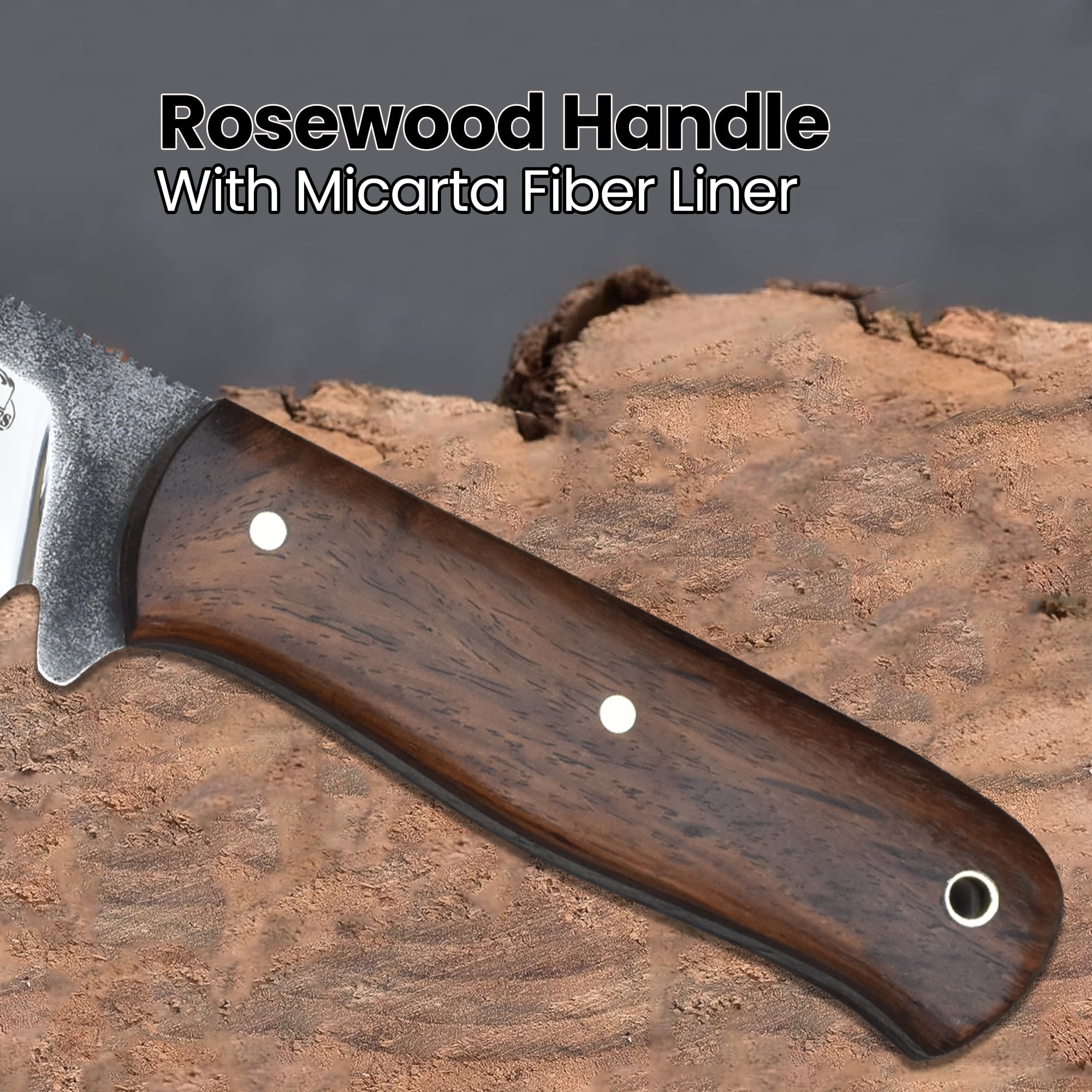 Knives Ranch 3091 440C Steel Bushcraft Knife with Rosewood Handle – Fixed Blade Outdoor Knife for Camping, Survival, Hunting & Utility Use