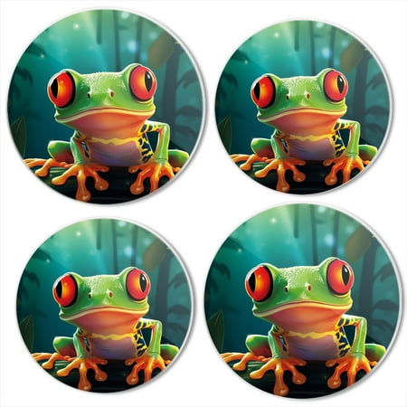 

Bahomeck Electric Stove Burner Covers Set Of 4 Cartoon Red-Eyed Tree Frog In The Jungle Metal Gas Stove Burner Covers Protecting Gas Stoves 8 Inch And 10 Inch