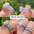 thumbnail image 3 of SFTING Radiant Wedding Rings for Woman 925 Sterling Silver Engagement Rings Enhancer Band Bridal Set 5A CZ Size 6, 3 of 3