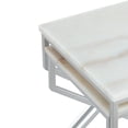 thumbnail image 6 of Ronny Silver End Table - Natural Marble Top, Iron Metal X-cross Legs, Stackable Nesting Set of 2, 6 of 9