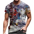 thumbnail image 1 of Blusa de camiseta de manga corta con estampado casual retro de moda para hombre Pompotops oipoqjl3597, 1 of 8