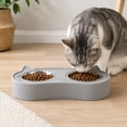 thumbnail image 5 of Vibrant Life 0.95-Cup Silicone and Stainless Steel Cat Double Dinner Pet Bowls, Gray, 5 of 7
