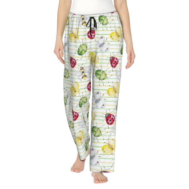 Balery Insects Pantalones de pijama para mujer, pijamas ultraligeros, pantalones de estar por casa-Large