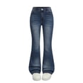 thumbnail image 3 of WMTBSRSW Girl's Flare Jeans Slim Fit Stretchy High Waisted Bell Bottom Denim Pants with Pockets Y2k Trousers Sky Blue, 3 of 4