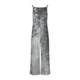 thumbnail image 4 of BiZtdJrK Clearance Sale, Womens Cotton Jumpsuits Sleeveless Spaghetti Strap Rompers Vintage Print Baggy Overalls Casual Onesie Wide Leg Pant with Pockets Gray XXL, 4 of 6