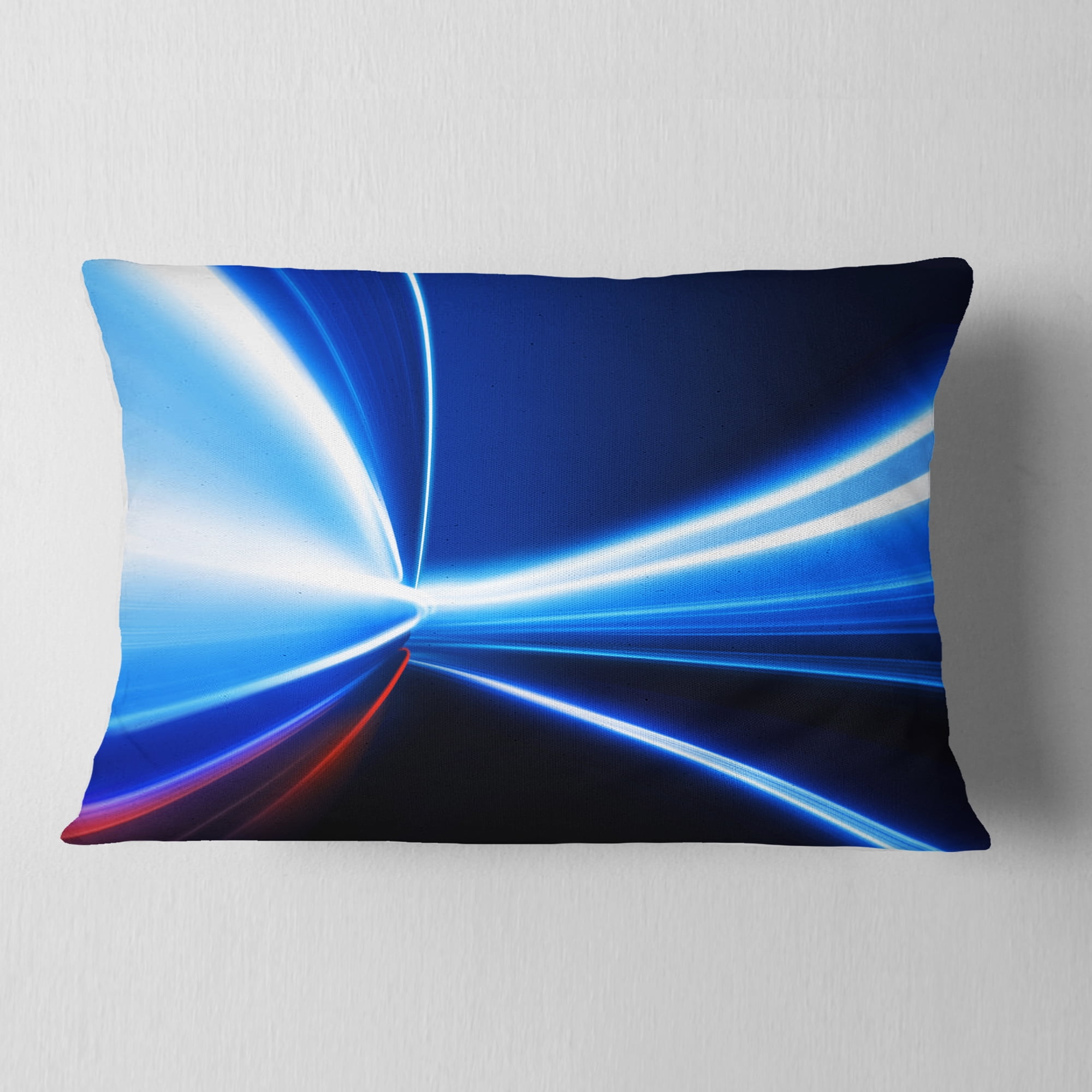Designart Speed on Night Road - Abstract Throw Pillow - 12x20