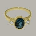 thumbnail image 5 of LBG British Made 14k Yellow Gold Natural London Blue Topaz & Diamond Womens Promise Ring - 33 size options - Size 9.5, 5 of 6