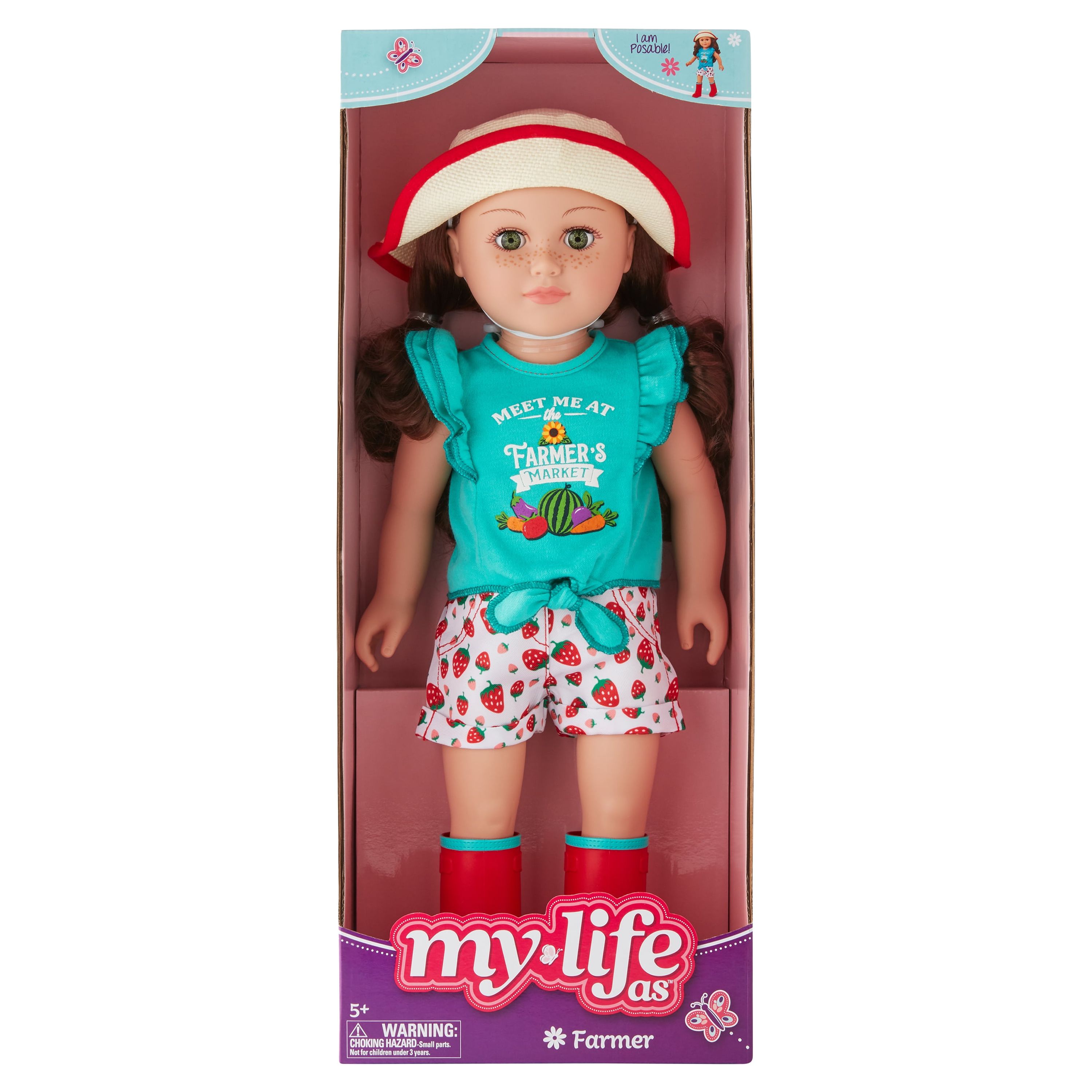 My Life As Poseable Farmer 18 Inch Doll, Brunette Hair, Green Eyes