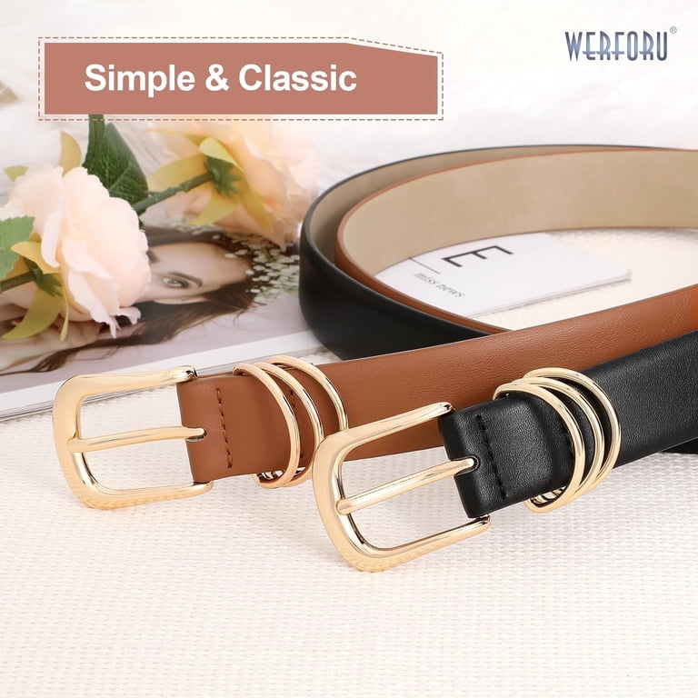 WERFORU Women Leather Belt for Jeans Pants, Ladies Leather  display picture 3