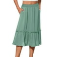thumbnail image 2 of Akafmk Plus Size Womens Skirts,Long Skirts for Women Maxi Boho Skirt,Solid Color Elastic High Waist Tiered Skirts Loose Fitting Vacation Beach Long Skirts, 2 of 5